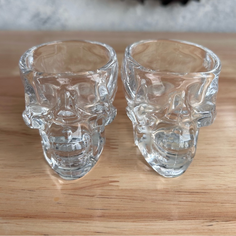 Pair of Skull Crystal Head Vodka Shot Glasses Barware